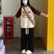 Baldauren大童女裝夏季套裝新款12-15歲初中高中學(xué)生17少女寬松短袖t恤休閑 星星#杏插紅短袖+黑抽繩褲【套裝】 【套裝】 薄款 155 (M) 【85-105】斤