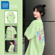 真維斯（JEANSWEST）純棉短袖女款2025新款夏季潮流t恤女韓版圓領(lǐng)上衣夏日多巴胺穿搭 果綠 絢爛星星_ZB L