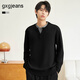 gxg.jeans男裝針織衫 黑色假兩件半開襟休閑毛衣 25年春新品 黑色 L (175)