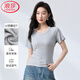 浪莎純色圓領(lǐng)T恤女夏季經(jīng)典螺紋彈力修身顯瘦百搭顯胸大打底衫上衣