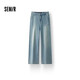 森馬（Semir）森柔牛仔|牛仔褲女工裝風(fēng)長褲2025夏季闊腿褲酷颯風(fēng)109325124004