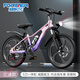 永久（FOREVER）兒童自行車(chē)鎂合金6-10-14歲男女孩中大童青少年學(xué)生變速山地車(chē) 粉紫色-鎂合金車(chē)架-變速五刀輪-碟剎-95%免安裝 22寸（建議身高140-165cm）