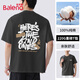 班尼路（Baleno）短袖體恤美式潮牌夏季新款重磅純棉字母套頭衫黑色親膚舒適上衣