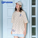 FILAFUSION斐樂潮牌情侶短袖T恤2025夏季寬松透氣純棉t恤男女同款上衣