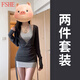 FSHE2025早春新款灰色掛脖吊帶連衣裙子女秋冬純欲風(fēng)辣妹包臀短裙套裝 開衫+背心裙【開春季穿搭小香風(fēng)m L 55/60kg