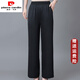 皮爾卡丹（pierre cardin）杭州重磅真絲直筒女褲夏季薄款中老年長褲大碼寬松垂感桑蠶絲褲子 黑色 2XL 120-135
