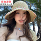 迪淑琪草帽女沙灘大檐帽俏皮淑女風(fēng)蕾絲蝴蝶結波浪邊夏天海邊度假遮陽(yáng)帽 米色-粉花 M（56-58cm）