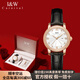 I&W CARNIVAL HWGUOJI瑞士品牌IW手表女進(jìn)口石英機(jī)芯女士手表薄防水皮帶女腕表 愛(ài)沃馳玫金白面黑皮-贈(zèng)高檔女士手鐲 +精美禮盒
