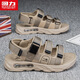 回力涉水鞋2025夏季新款男士涼鞋透氣戶(hù)外開(kāi)車(chē)沙灘鞋子男款 卡其/黑42