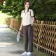 啄木鳥媽媽裝母親節(jié)夏套裝短袖休閑運(yùn)動(dòng)服2025中老年女裝休閑上衣兩件套 咖色套裝 3XL 【建議120-135斤】