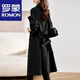 羅蒙（ROMON）風(fēng)衣外套女2025秋季新款中長(cháng)時(shí)尚百搭休閑通勤寬松立體小個(gè)子大衣 黑色 XL