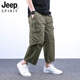 JEEP SPIRIT夏季男士八分褲男休閑褲寬松純棉夏天七分褲運動褲子中褲短褲潮流 八分褲軍綠色 2XL