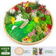蒲戀苔蘚微景觀DIY手工材料包兒童繪畫竹編筐竹框創(chuàng)意永生花植物綠植 【22cm竹匾款/桃源院落人家】