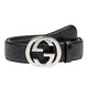 古馳（GUCCI）腰帶 男士皮帶板扣腰帶經(jīng)典款GG商務(wù)正裝皮帶【配原盒丨寬4cm】 411924 CWC1N 黑色 100cm(適合2尺7-3尺腰圍)