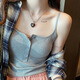 鉑吶苓吊帶背心女夏季內(nèi)搭帶胸墊百搭可外穿簡(jiǎn)約灰色透氣舒適 紐扣吊帶-淺灰色 均碼