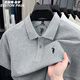 優(yōu)斯頓·保羅 EUSTON PAUL正品夏季新款100%純棉男士短袖T恤高檔翻領(lǐng)刺繡中青年百搭POLO衫 淺灰 2XL
