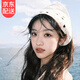 鹿珊伍三角頭巾女海邊旅游配飾可愛(ài)田園風(fēng)頭發(fā)飾法式針織發(fā)帶復(fù)古高級(jí)感 三角頭巾-【針織花朵-米白】