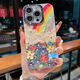 夢(mèng)妮熊適用iPhone16Promax新款高級手機殼15pro油畫(huà)彩虹花海手鏈14PM銀灰色閃粉鏡頭支架13Pro女款保護套 油畫(huà)彩虹花海-銀灰色閃粉鏡頭支架 iPhone 16Pro