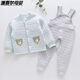溫蔓爾嬰兒分體套裝開(kāi)襠褲保暖嬰兒保暖衣套裝背帶褲春秋季男女寶寶夾棉 復古藍色 上衣和褲子顏色有一樣 80 建議7-11個(gè)月18-23斤