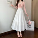 逸兼白色半身裙春秋高腰a字中長(cháng)裙顯瘦小個(gè)子蛋糕裙子松緊腰裙子 蛋糕仙女裙【白色】 S 建議96-110斤，裙長(cháng)82cm