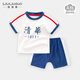 溜溜果寶寶衣服夏季短袖套裝衣服加褲子兩件套男女寶寶衣服兒童T恤短褲 短袖套裝清華 100 cm