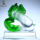 淄博琉璃天然翡翠玉白菜擺件招財(cái)百財(cái)如意客廳高端水晶玻璃工藝品 財(cái)上生財(cái) 贈(zèng)送高檔底座