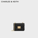 CHARLES&KEITH拼接菱格鏈條單肩斜挎小方包包女包生日禮物CK2-80701360 CK2-80701360Black黑色 S