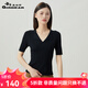 哥弟真的好（GIRDEAR）女裝3D無縫一線成衣 小翻領(lǐng)豎坑條針織衫女A301222 黑 L (4碼)