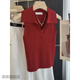 瀅蓓復古紅色領(lǐng)挖肩無(wú)袖掛脖針織背心女夏季外穿性感坎肩恤上衣 紅色 M