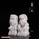 漢白玉石獅子精雕石雕擺件一對家用門(mén)口看門(mén)鎮宅庭院迷你小號獅子 25cm含球款一對