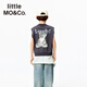 little MO&Co.防蚊蟲(chóng) little moco童裝25夏新款男女童無(wú)袖衛衣背心潮酷小熊印花 深灰色 140 140/68