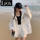 LPOX新款夏季防曬衣女透氣薄外套韓版寬松連帽百搭戶外防曬服 白色 白色外套  收藏關(guān)注優(yōu)先 L 95-115寬松