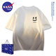 NASA BASE官方潮牌短袖男女款夏季圓領(lǐng)漸變重磅上衣t恤情侶休閑透氣打底衫 白色（BA21） XL （推薦體重130-155斤）