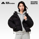 美力城鵝絨羽絨服女冬季新款短外套連帽女裝三防戶(hù)外羽絨上衣外套 錳石黑 M 160
