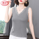 浪莎（LangSha）高檔純棉吊帶背心女裝2026新款蕾絲無(wú)袖t恤上衣大碼v領(lǐng)寬松打底衫 灰色 4XL (建議160-180斤)
