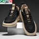 卡帝樂(lè )鱷魚(yú)洋氣西裝小白鞋男夏季純皮面純白男鞋板鞋內增高透氣韓版休閑鞋子 黑色 41