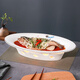 馳度可加熱魚(yú)盤大號(hào)陶瓷高檔星級(jí)酒店用品保溫明爐菜盤酒精蠟燭餐具爐 23英寸旦形皓月明爐-藍(lán)荷花