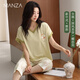 瑪倫薩純棉睡衣女夏季可外穿2025新款短袖七分褲薄款女士家居服套裝
