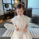 玉儷歆女童連衣裙夏季2025新款中國風(fēng)短袖漢服旗袍裙洋氣兒童古風(fēng)裙子潮 160 均碼 云肩旗袍