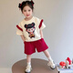 G.DUCKKIDS小黃鴨童裝哪吒衣服女童套裝夏季2025新款兒童夏裝小女孩短袖短褲 圖片色 100 建議2~3歲【 90-100cm】cm