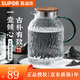 蘇泊爾（SUPOR）涼水壺耐熱高溫玻璃杯大容量冷水壺花茶果汁杯泡茶壺家用辦公室泡茶壺涼白開水壺 1.6L玻璃壺-雙出水口