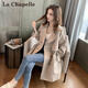 拉夏貝爾（La Chapelle）短外套女裝新品2025年春秋新款韓版寬松時(shí)尚小個(gè)子外套風(fēng)衣上衣女 米白色 2XL
