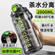 小廚鼠2000ml運(yùn)動(dòng)水杯大容量水壺大號(hào)健身飲水杯茶水分離水瓶男生髍圂 黑綠-2.0L-直飲-吸管-茶漏 【抗菌加厚PC】