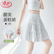 浪莎白色短裙女夏季防走光內(nèi)襯高腰a字裙半身裙子芭蕾氣質(zhì)蓬蓬蛋糕裙