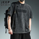 JEEP SPIRIT吉普短袖T恤男夏季高端男士純棉半袖打底衫潮牌上衣服重磅體恤