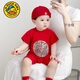 G. DUCKKIDS嬰兒衣服滿月寶寶衣服夏季短袖喜慶紅周歲男寶禮服抓周百日宴嬰兒 紅色 73cm 建議15-18斤