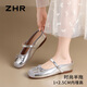 ZHR拖鞋女時(shí)尚內增高淺口蝴蝶結女鞋百搭通勤小皮鞋AH602T銀色36