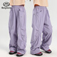 半度閑女童夏裝工裝褲洋氣2025新款兒童夏季透氣運動(dòng)褲潮 丁香紫  170