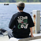 CLOR短袖t恤男士夏季休閑寬松上衣女純棉潮流印花打底衫C015黑色XL