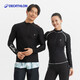迪卡儂（DECATHLON）泳衣情侶浮潛潛水服長(cháng)袖沖浪服水母衣防曬速干游泳 新(拉鏈款)黑色字母款-女 L